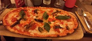 Aubergine parmingiana pizza at Zizzi in Bromley