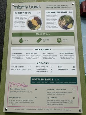 Menu April 2026  at The Mighty Bowl in Vancouver