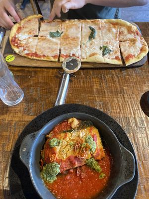 Lasagne and pizza   at Zizzi in Dorchester