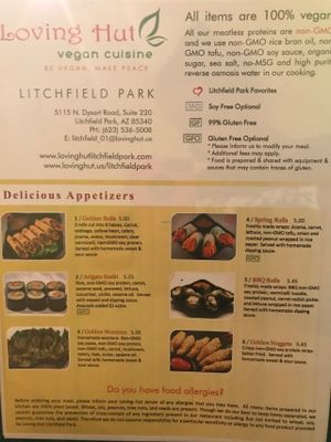 Menu - appetizers  at Loving Hut in Litchfield Park
