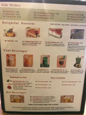 Menu - drinks & desserts at Loving Hut in Litchfield Park