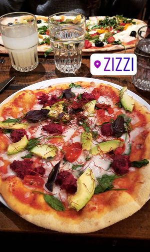 Pizza arcobaleno with vegan cheese  at Zizzi - Roxburgh Court in Edinburgh