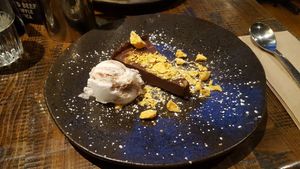 Sticky chocolate & praline torte at Zizzi in Exeter