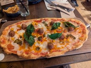 Meatball pizza at Zizzi in East Molesey