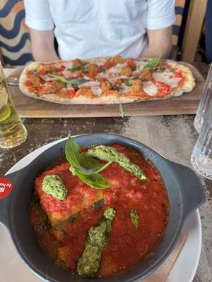 Vegan lasagna and pizza  at Zizzi in Inverness