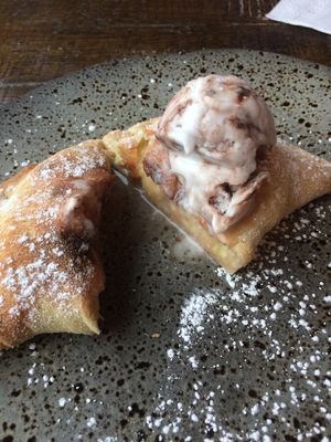 Vegan Dessert Calzone, with banana and raspberry (inside). at Zizzi - Birstall in Leeds