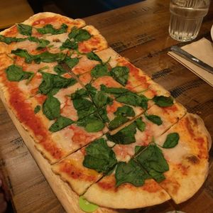 Vegan 'Rustica Pizza' - Vegan cheese and 3 toppings worth of spinach. at Zizzi - The Light in Leeds