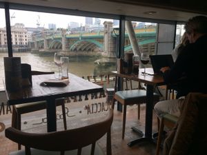 View overlooking the Thames and Southwark Bridge at Zizzi - Bankside in South East London