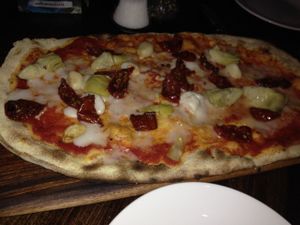 margherita rustica with artichoke, balsamic tomato, and roasted garlic at Zizzi - Canary Wharf in East London