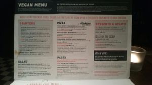 The vegan menu at Zizzi - Charlotte St in London