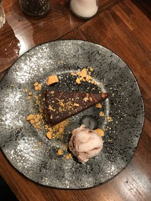 Sticky Chocolate and Praline Torte (VEGAN + GLUTEN FREE) at Zizzi - Charlotte St in London