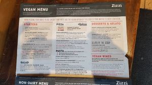 Vegan menu at Zizzi - Earls Court in South West London