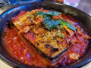 'Vegan Rainbow Lasagne' (£15.50) six layers of pasta with butternut squash, beetroot, red onion & spinach at Zizzi - The Strand in London
