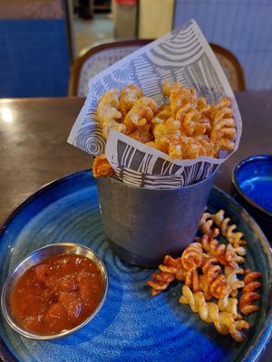 'Pasta Crisps' (£2.95) with smoky tomato dip at Zizzi - The Strand in London