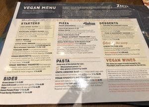 Vegan menu at Zizzi - The Strand in London