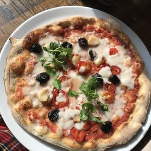 Vegan pepperonata (no peppers - olives and garlic cloves instead) at Zizzi - Westfield in West London