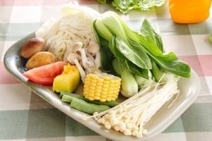 vegetables for hotpot at Ai Mama in New Taipei City
