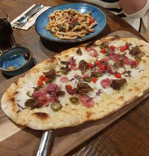 Rustica Fable Shiitake 'Shroom Pizza and Campanelle Lentil Ragu at Zizzi - Trafford Centre in Manchester