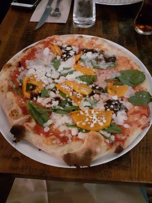 Vegan zucca pizza at Zizzi in Durham