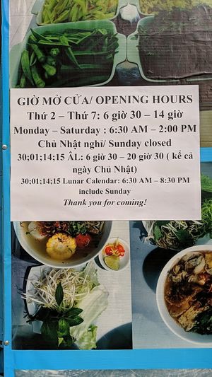Posted hours as of Sunday, 16 Feb 2020 at A Di Da Phat in Ho Chi Minh City