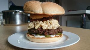 Mac and cheese bacon burger at The Burger Garden in Sheffield