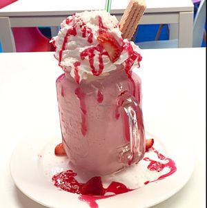 Strawberry freakshake  at The Burger Garden in Sheffield