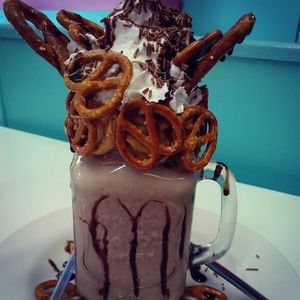 Chocolate Peanut Butter Pretzel Freakshake at The Burger Garden in Sheffield