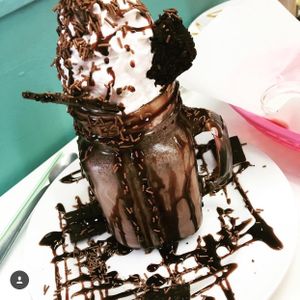 Fudge brownie freak shake  at The Burger Garden in Sheffield