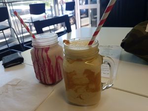 Strawberry and peanut butter shake at The Burger Garden in Sheffield