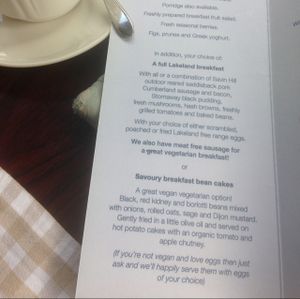 cruelty free cooked breakfast options  at The Knoll Country House in Ulverston