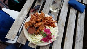"chicken" popcorn! at Cafe Frida in Trois-rivieres