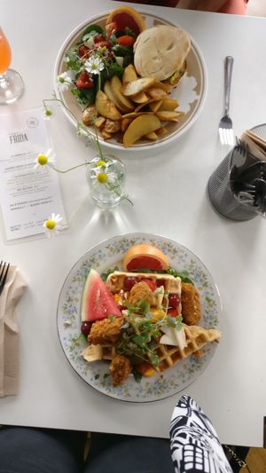 Gaufres pas poulet frit 14$ CAD. at Cafe Frida in Trois-rivieres