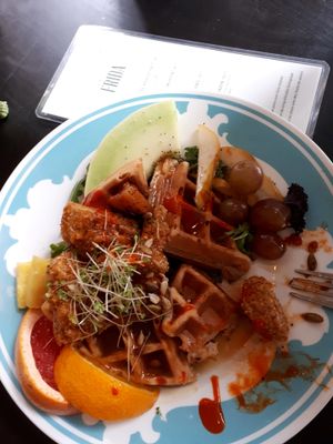 chicken and waffles  3 at Cafe Frida in Trois-rivieres