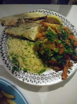 Lentilles legumes couscous et pain au carvi  at Cafe Frida in Trois-rivieres