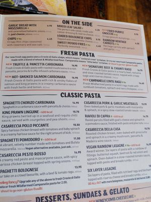 Menu 3 at Zizzi in Oxford