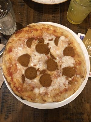 Vegan jackfruit pepperoni pizza at Zizzi in Portsmouth