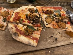 Pizza - rustic means you get a plank    at Zizzi in Solihull