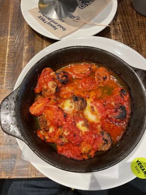vegan meatballs in tomato sauce  at Zizzi in Sutton