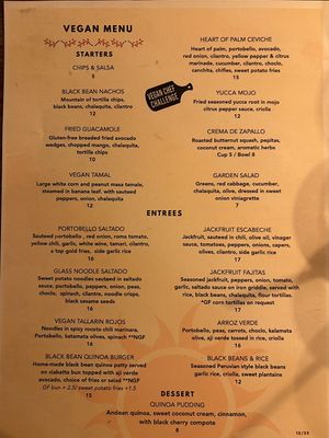 Menu from June 2026  at Cafe Cusco in Springfield