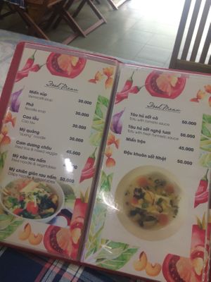 Menu at Nhan Duyen in Hoi An