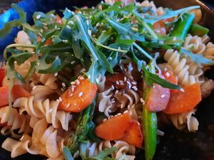 Selbstgemachte Pasta Asia Wok vegan at Alex Kitchen in Husum