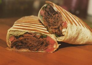 vegan doner wrap at Yasam Vegan Kafe in Izmir