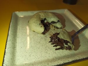 Vegan bomb filled with chocolate at Yasam Vegan Kafe in Izmir