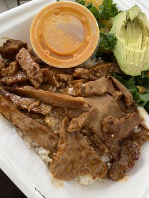 Bbq seitan with pineapple and chipotle at La Esquina Vegana in Heredia