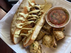 Choripan at La Esquina Vegana in Heredia