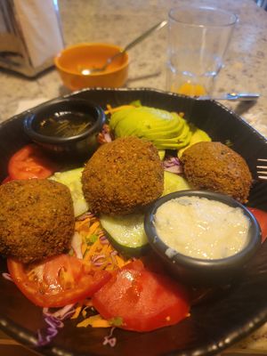 Falafel salad with tzatziki sauce (all vegan)😋 at La Esquina Vegana in Heredia