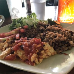 Gallo pinto con tofu at La Esquina Vegana in Heredia