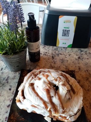 Cinnamon roll at La Esquina Vegana in Heredia