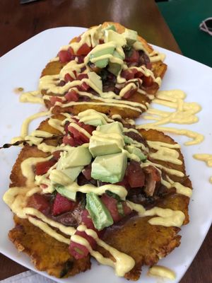 Patacones rellenos  at La Esquina Vegana in Heredia