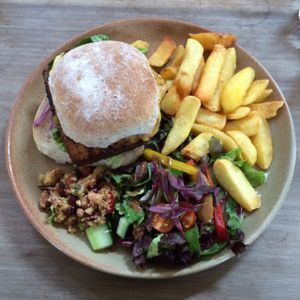 Thai Tofu Burger at Blue Sky Cafe in Bangor